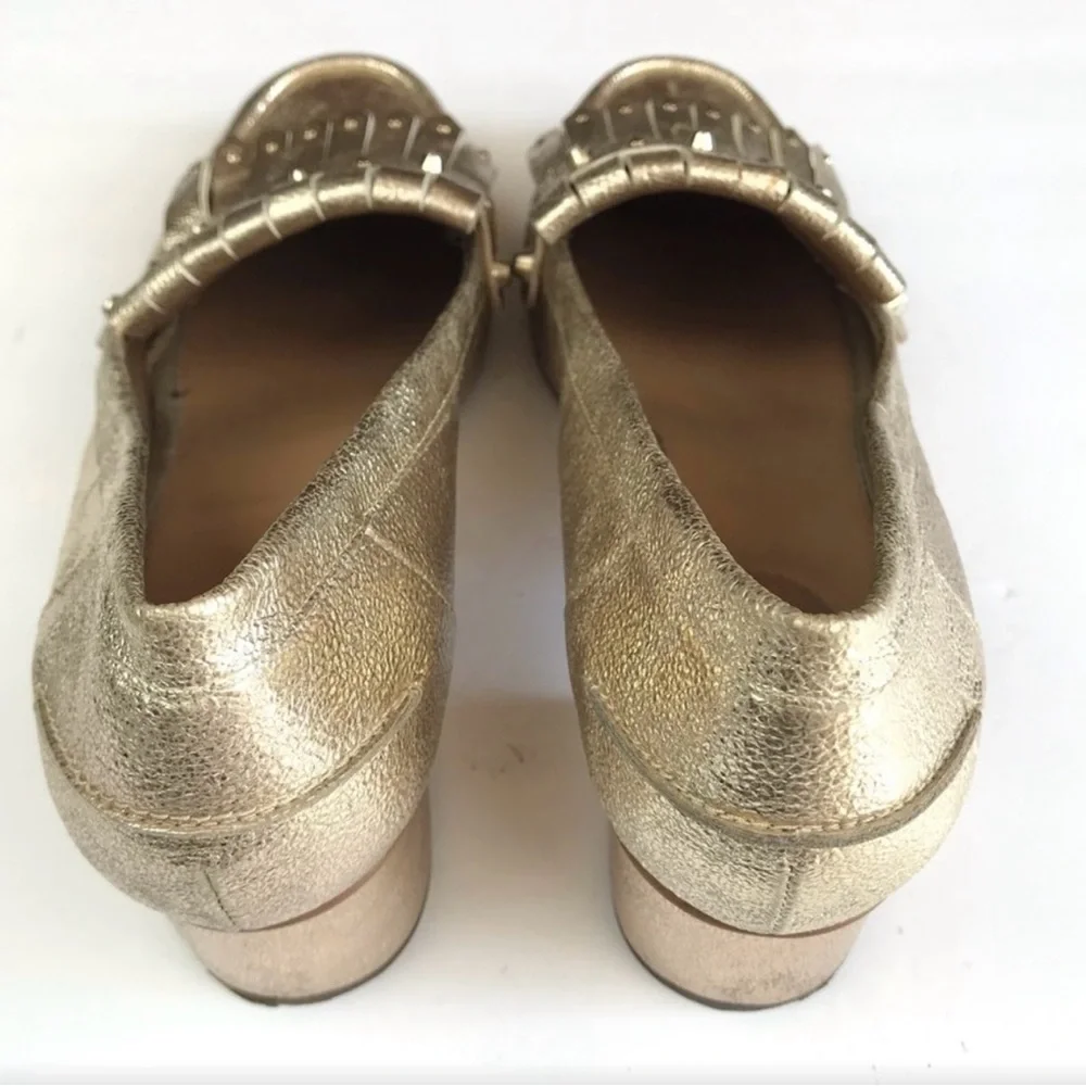 Franco Sarto Gold Metallic Fringe Loafers